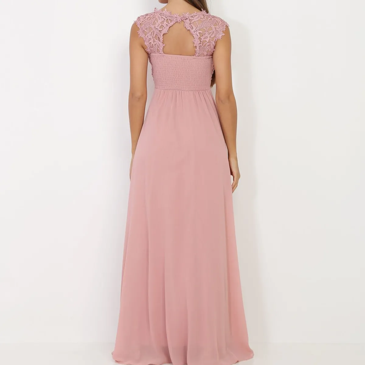 Hot La Modeuse Robe longue à dentelle grandes tailles VieuxRose