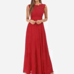 Discount La Modeuse Robe longue à dentelle grandes tailles Rouge