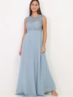 New La Modeuse Robe longue à dentelle grandes tailles BleuGivré