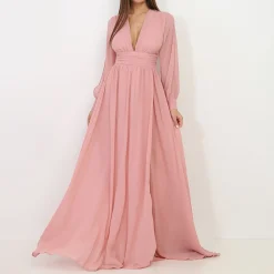 Best La Modeuse Robe longue à manches ouvertes VieuxRose