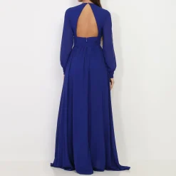 La Modeuse Robe longue à manches ouvertes Bleu
