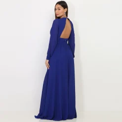 La Modeuse Robe longue à manches ouvertes Bleu