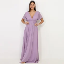 Clearance La Modeuse Robe longue à manches papillons Violet