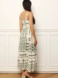 Online La Modeuse Robe longue à motif ethnique Vertclair