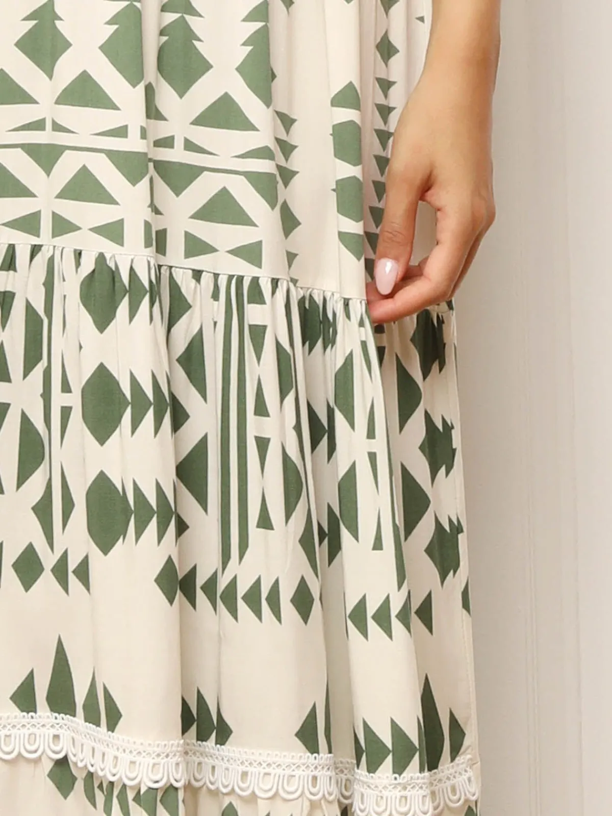 Online La Modeuse Robe longue à motif ethnique Vertclair