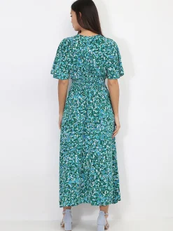 Hot La Modeuse Robe longue à motif tacheté Vert