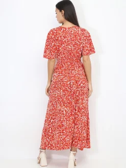 Discount La Modeuse Robe longue à motif tacheté Rouge