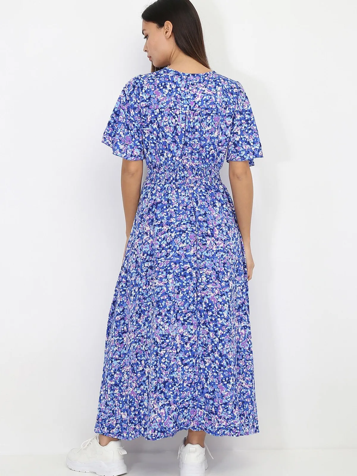 Best La Modeuse Robe longue à motif tacheté Bleu