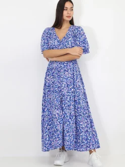 Best La Modeuse Robe longue à motif tacheté Bleu