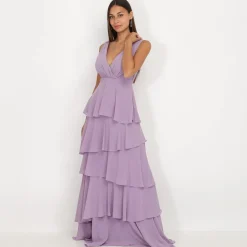 New La Modeuse Robe longue à volants Violetclair