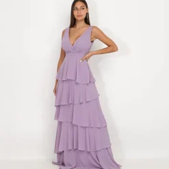 New La Modeuse Robe longue à volants Violetclair