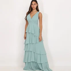 Online La Modeuse Robe longue à volants Vertclair