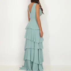 Online La Modeuse Robe longue à volants Vertclair