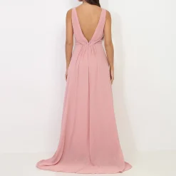 Hot La Modeuse Robe longue asymétrique VieuxRose