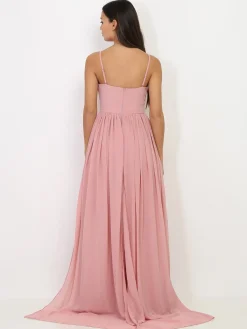 La Modeuse Robe longue bustier drapée VieuxRose