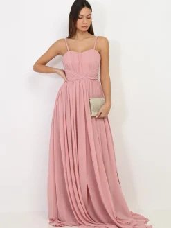 La Modeuse Robe longue bustier drapée VieuxRose