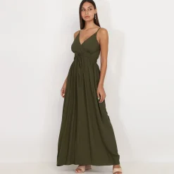 Best La Modeuse Robe longue cache coeur Kaki
