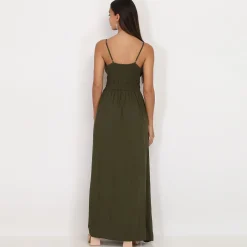 Best La Modeuse Robe longue cache coeur Kaki