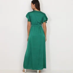 Best La Modeuse Robe longue cache c艙ur fendue Vert