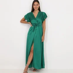 Best La Modeuse Robe longue cache c艙ur fendue Vert