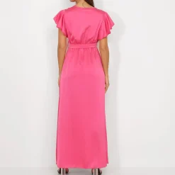 Hot La Modeuse Robe longue cache c艙ur fendue Fuchsia
