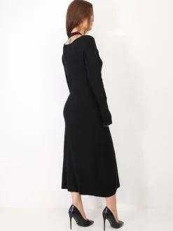 Best La Modeuse Robe longue cut out à boutons Noir