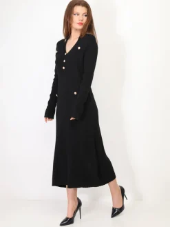 Best La Modeuse Robe longue cut out à boutons Noir