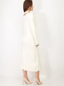 Sale La Modeuse Robe longue cut out à boutons Blanc