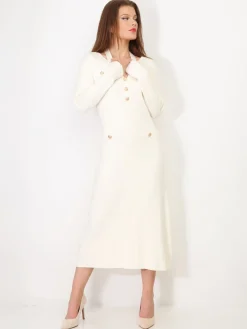 Sale La Modeuse Robe longue cut out à boutons Blanc