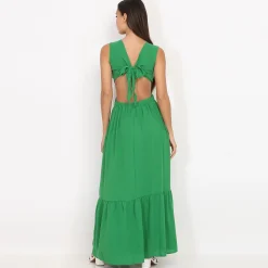 New La Modeuse Robe longue cut out à fente Vert