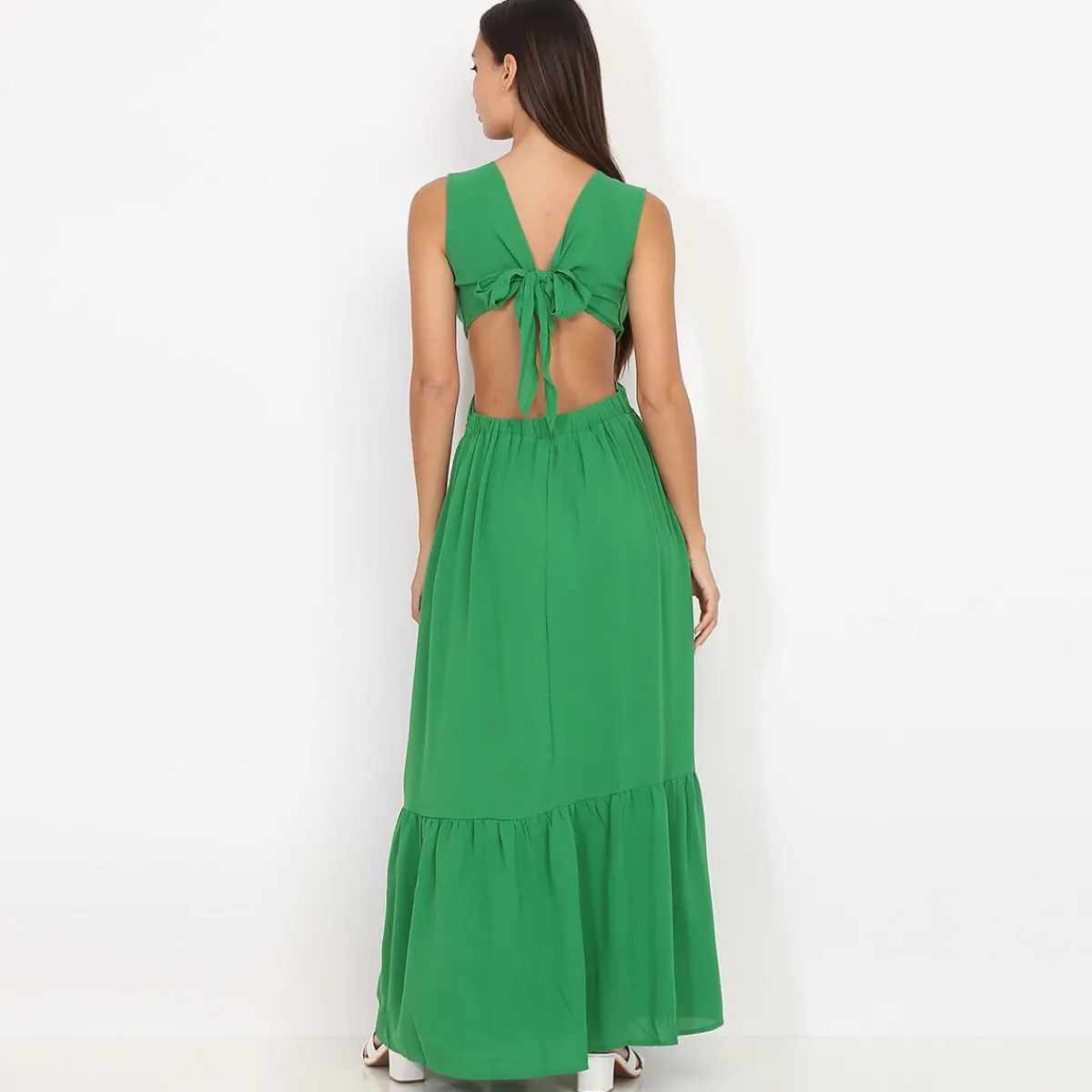 New La Modeuse Robe longue cut out à fente Vert