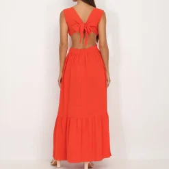 Clearance La Modeuse Robe longue cut out à fente Rouge