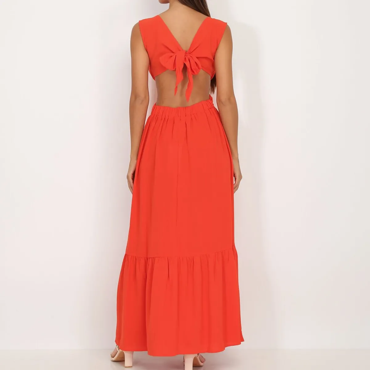 Clearance La Modeuse Robe longue cut out à fente Rouge