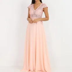 New La Modeuse Robe longue dos nu à dentelle Rose