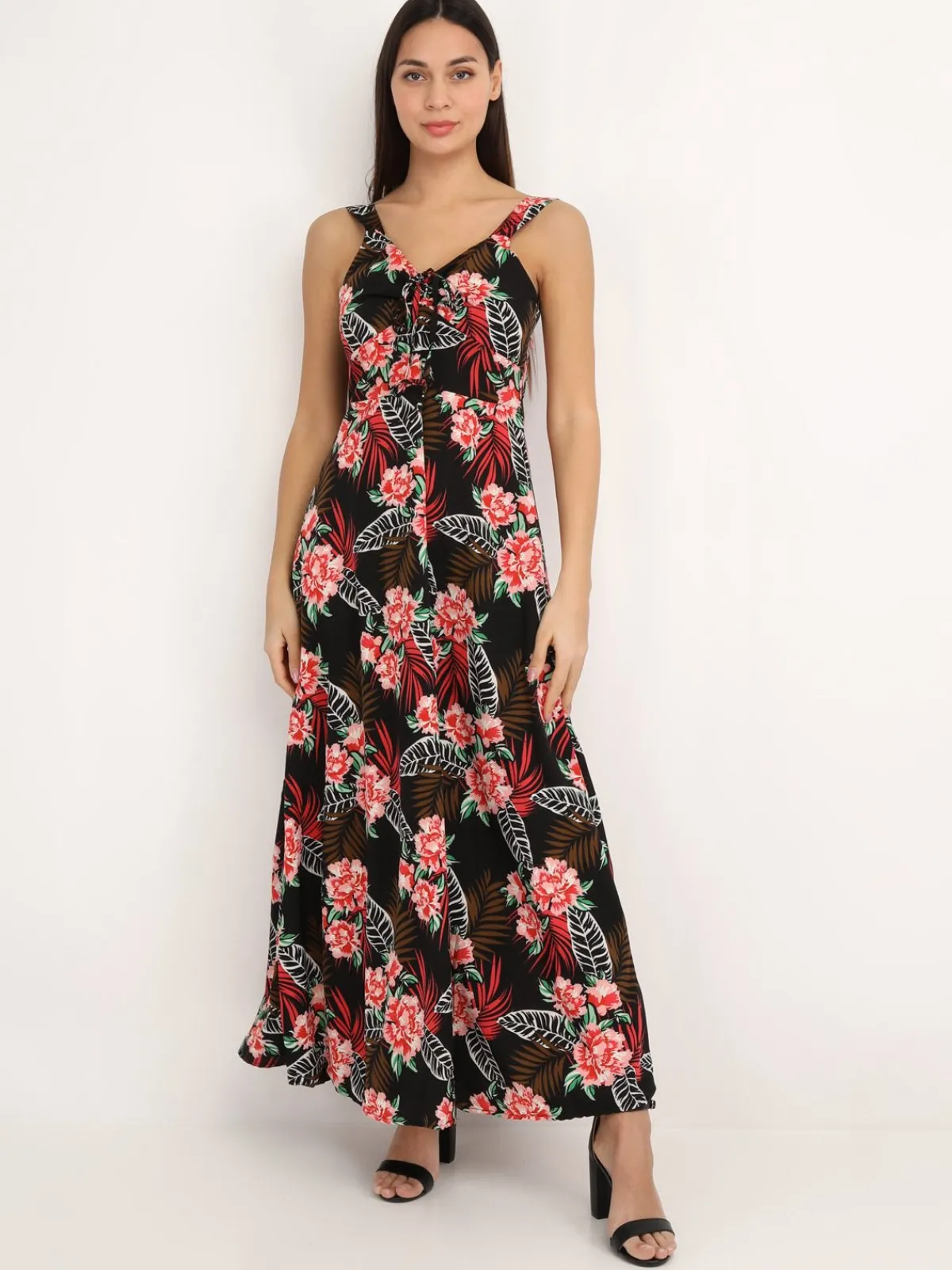 New La Modeuse Robe longue dos nu à fleurs Noir
