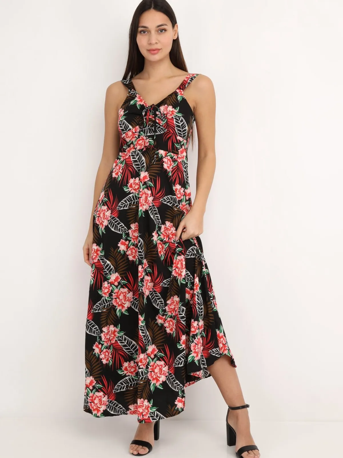 New La Modeuse Robe longue dos nu à fleurs Noir