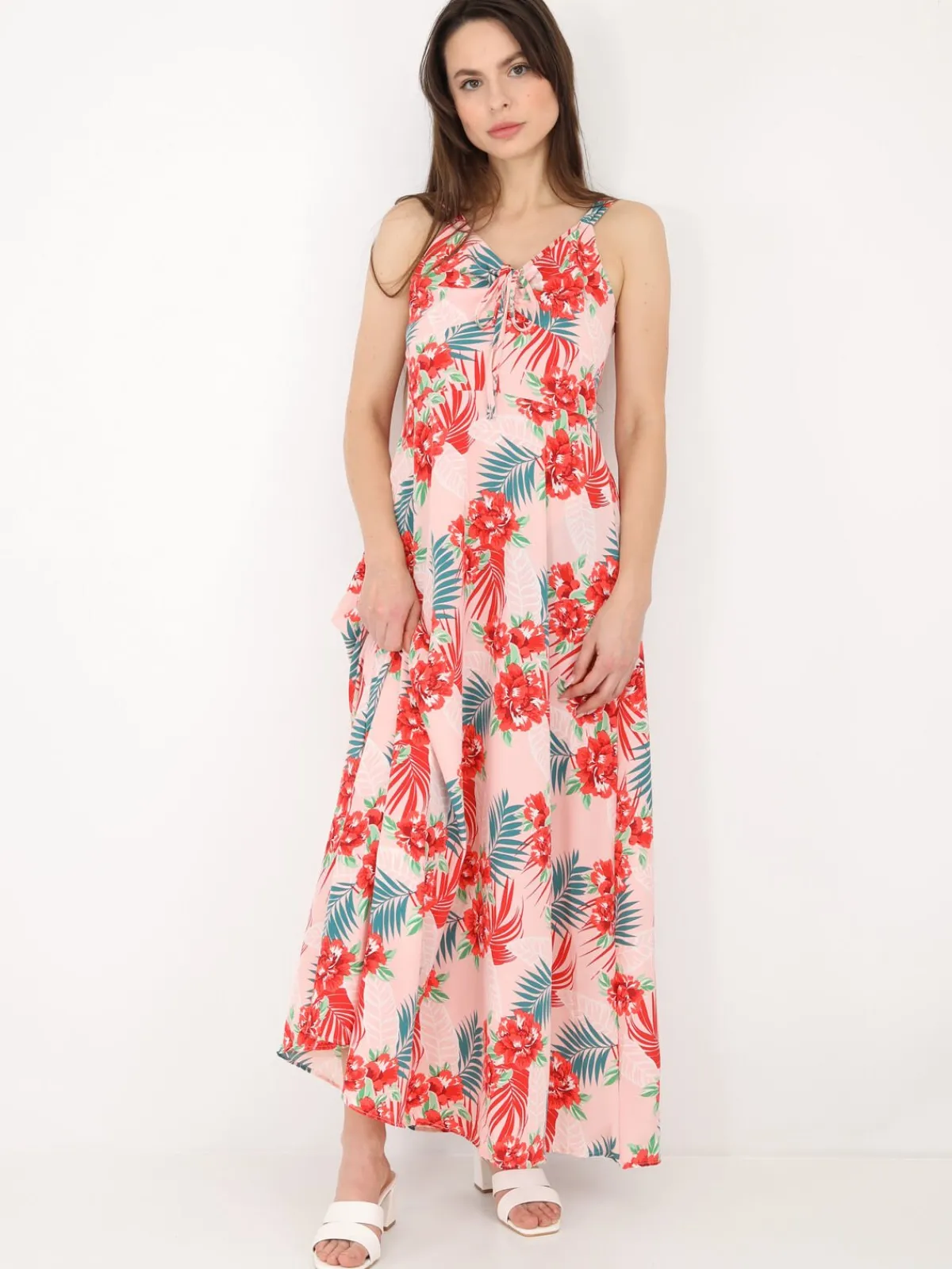 New La Modeuse Robe longue dos nu à fleurs Rose
