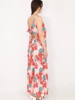 New La Modeuse Robe longue dos nu à fleurs Rose