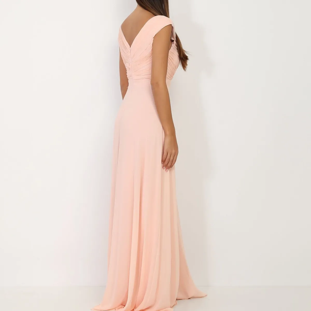 Discount La Modeuse Robe longue drapée avec fente Rose