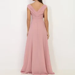 New La Modeuse Robe longue drapée avec fente VieuxRose