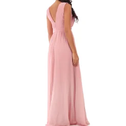Best La Modeuse Robe longue drapée brodée de perles VieuxRose