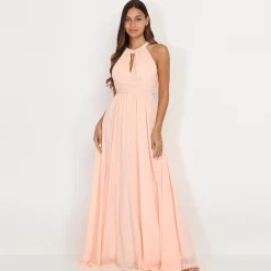 Best La Modeuse Robe longue drapée dos nu Rose