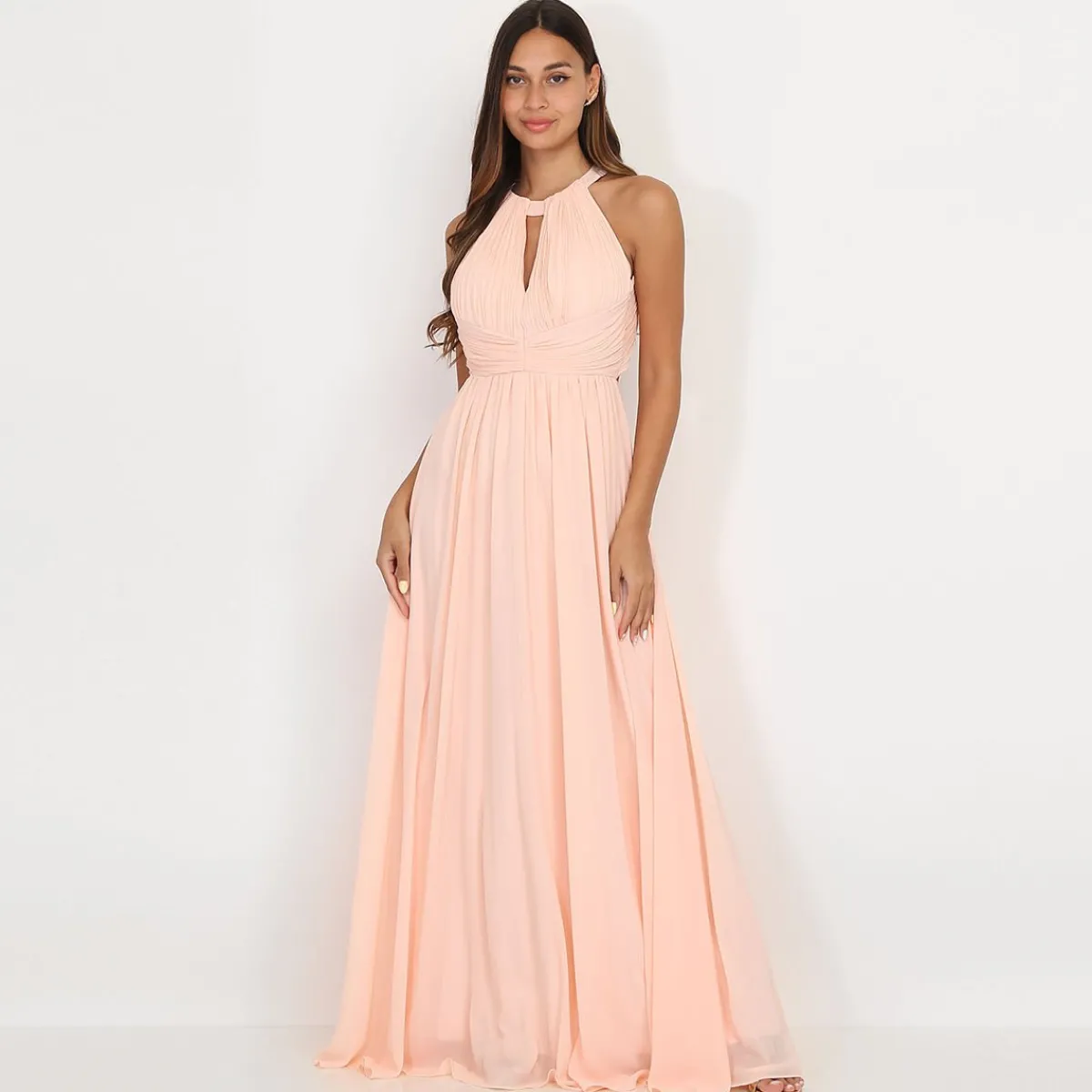 Best La Modeuse Robe longue drapée dos nu Rose
