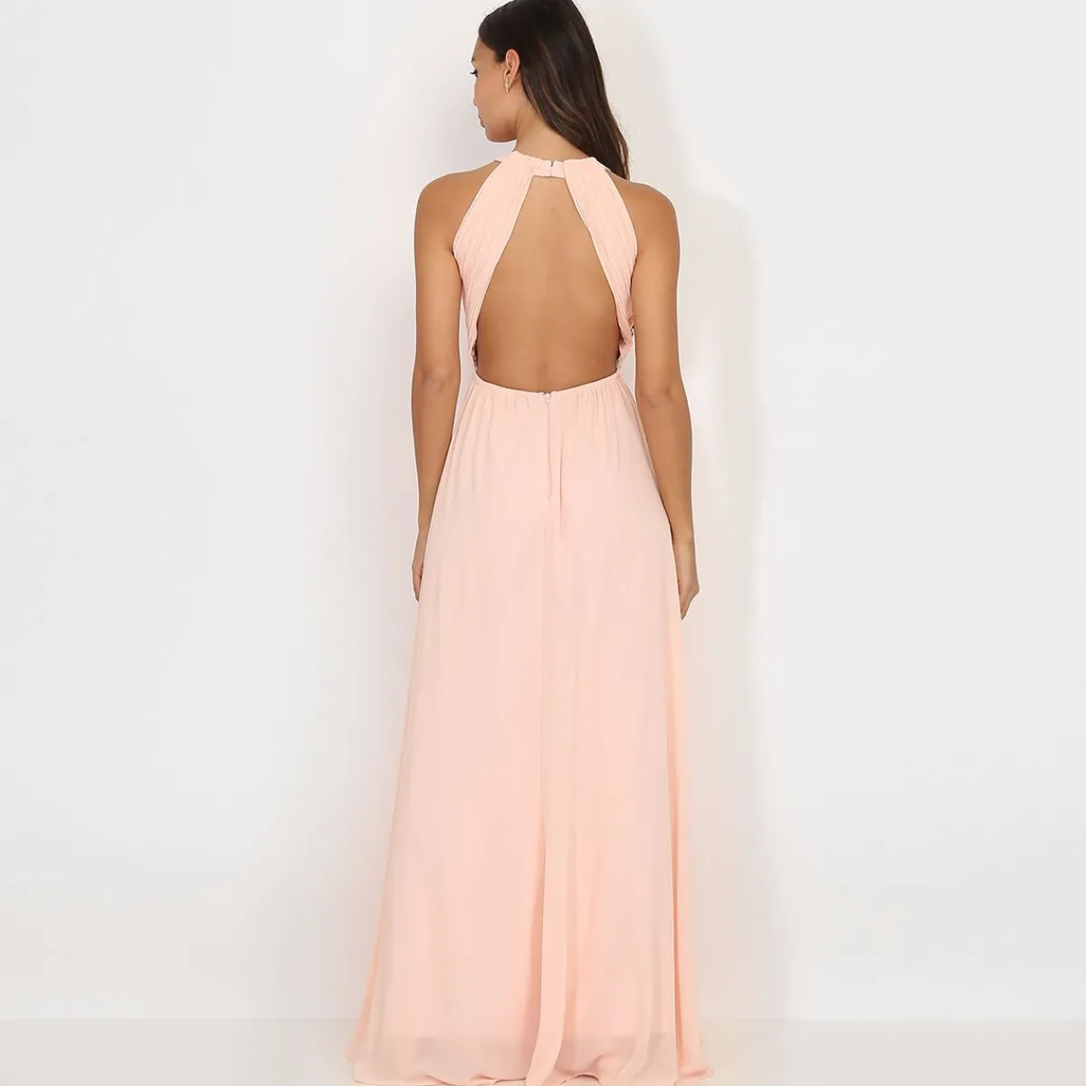 Best La Modeuse Robe longue drapée dos nu Rose