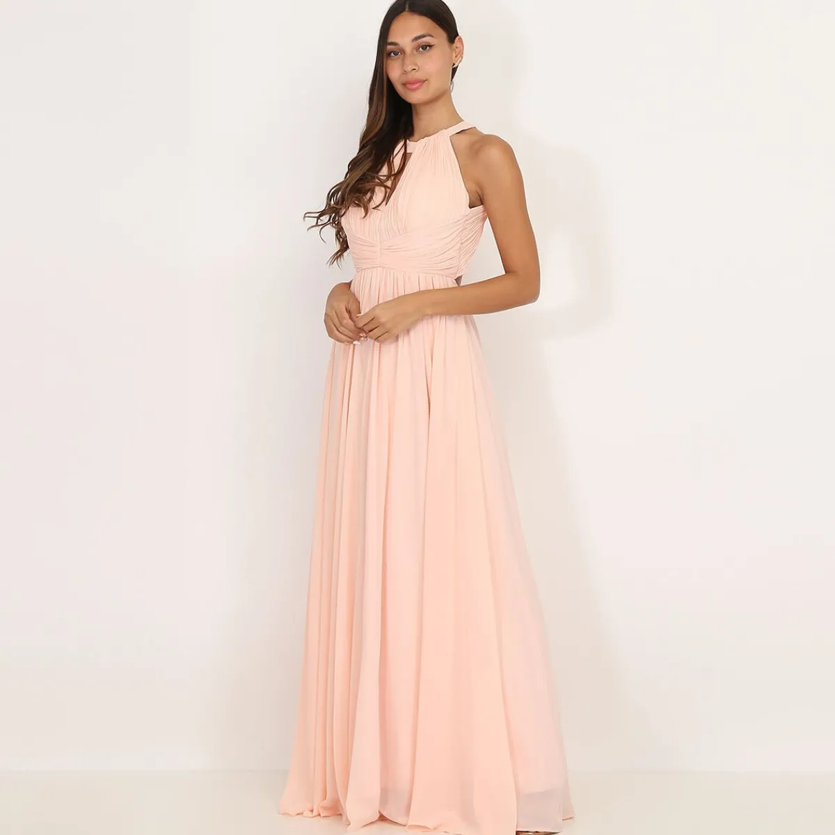 Best La Modeuse Robe longue drapée dos nu Rose