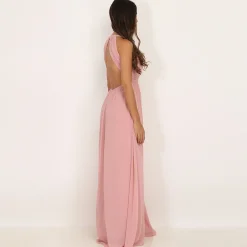 New La Modeuse Robe longue drapée dos nu VieuxRose