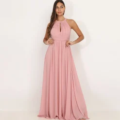 New La Modeuse Robe longue drapée dos nu VieuxRose