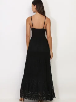New La Modeuse Robe longue en dentelle Noir