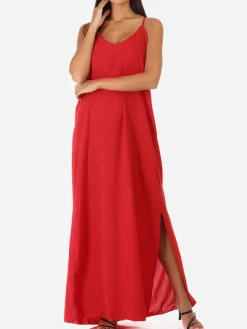 Best La Modeuse Robe longue fendue à dos croisé Rouge