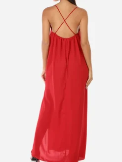 Best La Modeuse Robe longue fendue à dos croisé Rouge